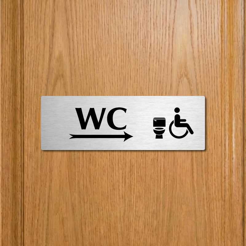 WC invalida vpravo, 200x66mm, stříbrná popiska s okrasným rámečkem  